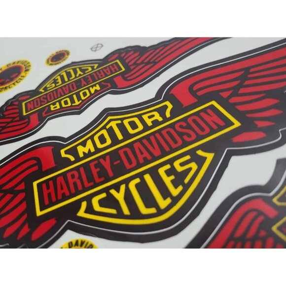 Harley Davidson Weather Resistant Vinyl Sticker Decal Yellow and Red Wings 1x - Picture 1 of 3